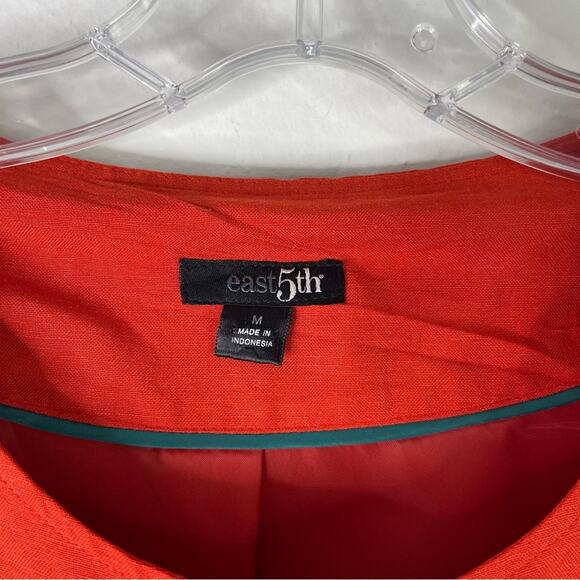 Vintage orange linen button peplum cottagecore boho blazer jacket medium - Picture 6 of 8